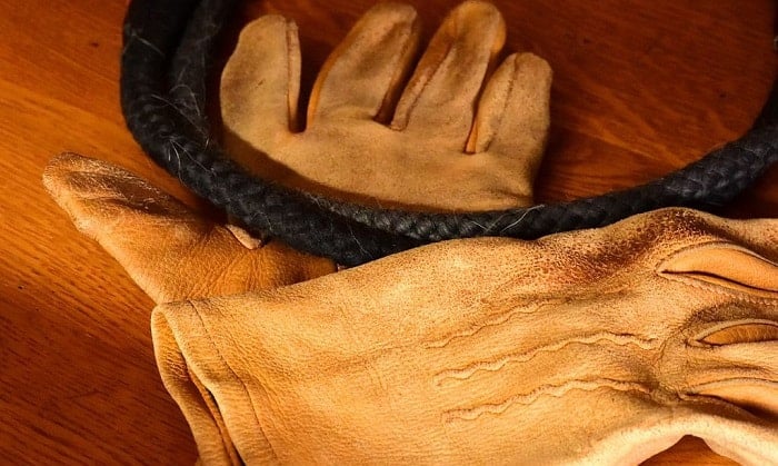 OZERO Garden Gloves Flex Grip Tough Cowhide Leather Work Gloves